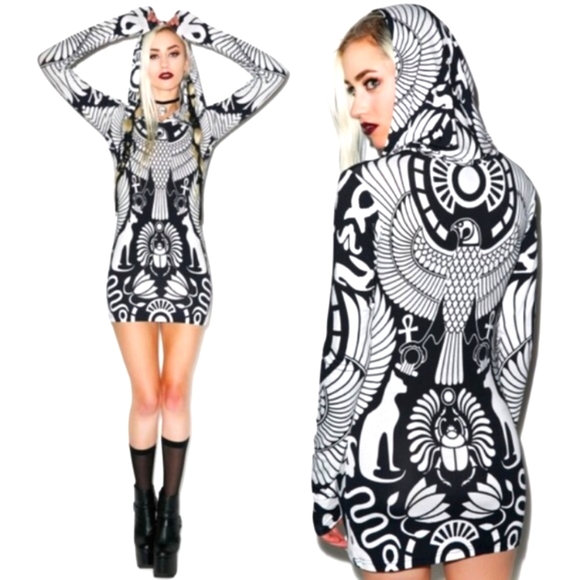 Killstar Dresses & Skirts - KILLSTAR 💀 Vulture Mini Hood Dress (black)